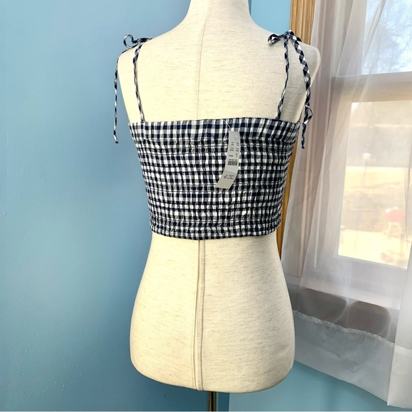 NWT J. Crew Black Gingham Smocked Halter Top - Picture 4 of 7